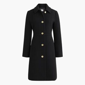 J. Crew Black Wool Blend Pea Coat with Gold Buttons